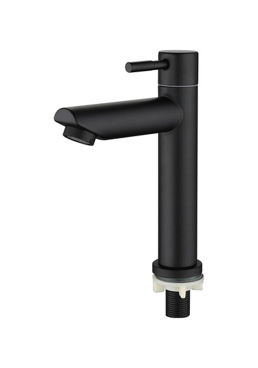 Yaozixa Siyah Lakalı 304 Çelik Tek Soğuk Su Lavabo Kranı - Yüksek Kaliteli Dayanıklı Ev Kullanıma Uygun