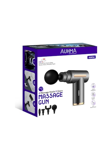 Auhma AMG6 Yüksek Tork Motor 6 Kademeli Derin Doku Masaj Tabancası - Siyah