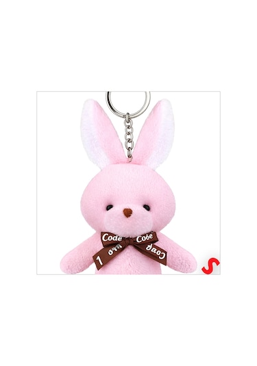 Pelüş Tavşan Anahtarlık, 15 Cm X 8 Cm - Pembe