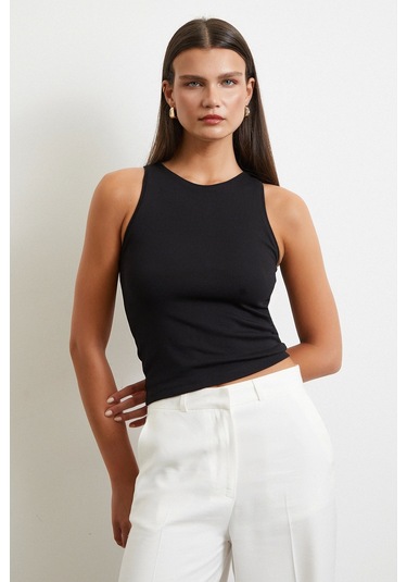 Basic Crop Top Siyah Siyah