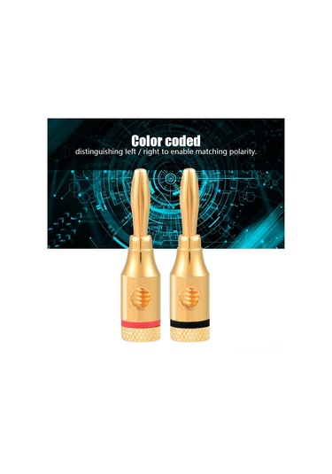 Lemestar 10 Adet Altın Kaplı Bakır Hoparlör Kablosu Bağlantı Fişi - Koroziyon Direnci, Sağ/sol Renk Kodlama, Optimal Sinyal Aktarımı 4mm' E Kadar Kablo Uyumlu