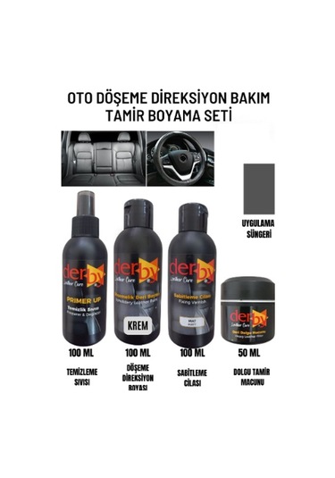 Derby Krem Oto Döşeme Boya Seti ve Deri Çatlak  Macun