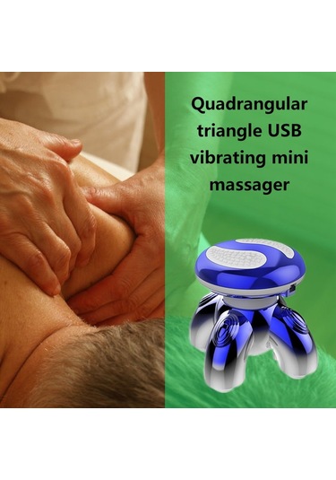 Dört Köşeli Üçgen Usb Elektrikli Titreşim Küçük Şarjlı Işıklı Masaj Cihazı - Safir Mavi