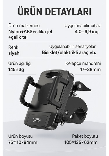 360 Ayarlanabilir Bisiklet Motosiklet Telefon Tutucu Gidon Bağla