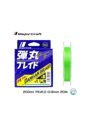 Major Craft Dangan Braid 8x İp Misina Pe 1.0 0.13mm 20lb/8.4kg 200mt Yeşil Standart
