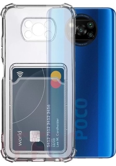 Kvy Xiaomi Poco X3 Pro Kamera Korumalı Kartlıklı Setra Şeffaf Silikon Kılıf