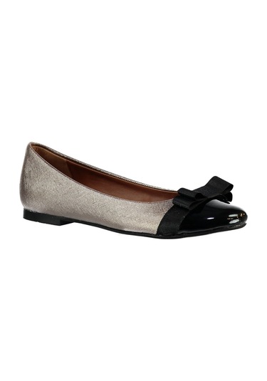 Fox Shoes Platin/siyah Kadın Babet B726019509 Siyah