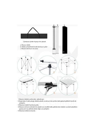 Box&box Alüminyum, Katlanabilir Kamp Ve Piknik Masası, Omuz Askılı Taşıma Çantasıyla Xl, Gri Gri