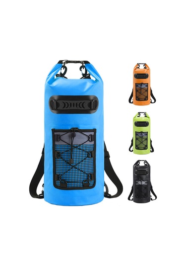 Geeksen Sualtı Sporları İçin 20l Pvc Su Geçirmez Çanta - Kuru-ıslak Bölümlü Dış Etkinlik Sırt Çantası Siyah Çok Renkli