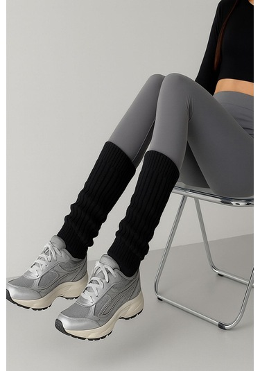 2 Adet Basic Kalın Pamuk Karışımlı Tozluk Siyah-kahverengi