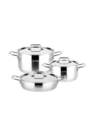 Tantitoni Premium 6 Parça Paslanmaz Çelik Tencere Seti Gri