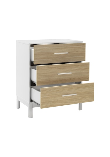 London 3 Çekmeceli Şifonyer-meşe-beyaz 73x88x45 Cm Gxyxd