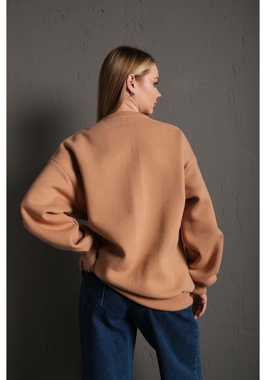 Kadın Gri Güneş Baskılı Oversize Sweatshirt Tw-Gnsswt Gri