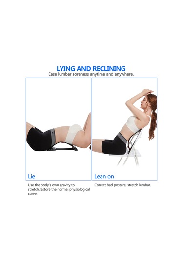 Gajeena Bel Ağrısı İçin Manyetik Masaj Ve Germe Cihazı, Mavi-siyah Renk, Lumbar Düzeltme Aparatı Siyah - Mavi