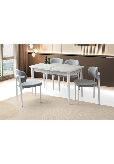 Mobilgen Marmo 120+30 Kelebek Tekno Kenar Hg Açılabilir Masa Mermer Desen