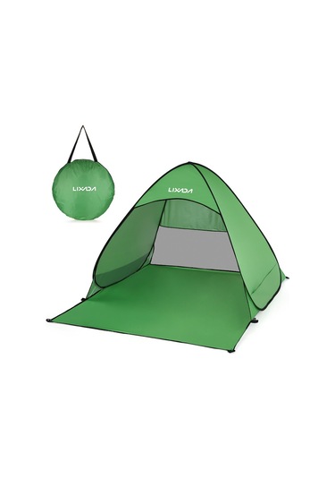 Lixada Anında Açılır Plaj Çadırı Hafif Dış Mekan 190t Polyester Yeşil/mavi 65x59x43in 6 Kişilik Yeşil