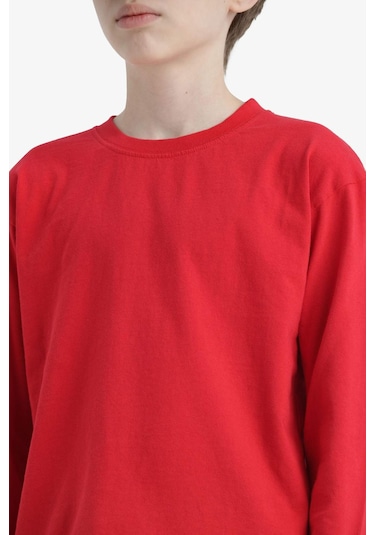 Defacto Erkek Çocuk Bisiklet Yaka Basic Düz Uzun Kollu Tişört K1686a625aurd117 KIrmızı Defacto Erkek Çocuk Bisiklet Yaka Basic Düz Uzun Kollu Tişört K1686a625aurd117 KIrmızı