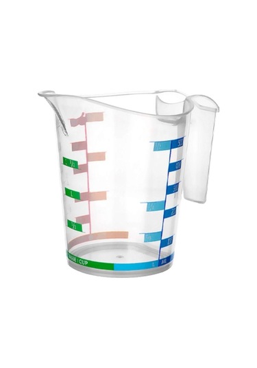 Büro Ev Ofis Mutfağı İçin 1lt Renkli Sert Plastik Dereceli Ölçü Kabı Gri