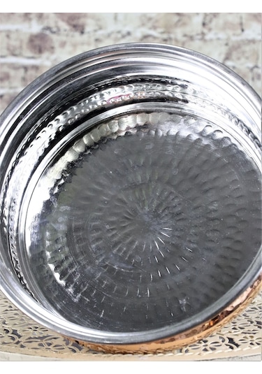 El Dövmesi Derin Karnıyarık Bakır Tencere 21 CM