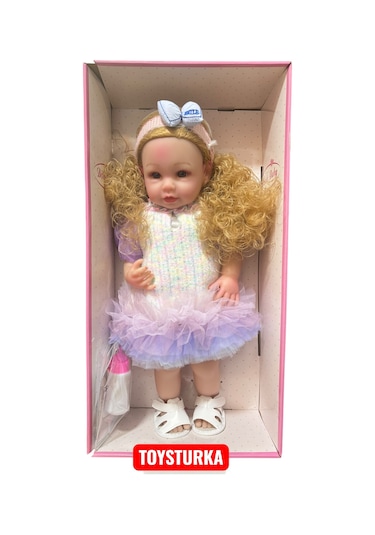55 Cm Gerçekçi Yenidoğan Biberonlu Bebek Sesli Oyuncak Et Bebek 22858221