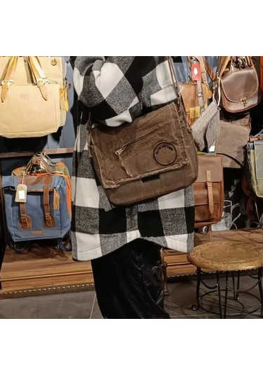 Old Cotton Cargo 7136 Gri 14 İnç Laptop Günlük Omuz Okul Çantası Grı