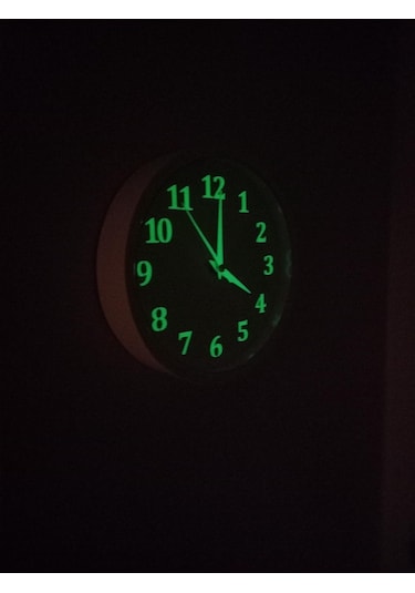 Fosforlu Gece Parlayan Beyaz Duvar Saati 4 Adet Çanta Hediyeli Beyaz
