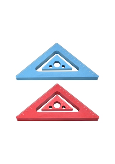 Tenfowee Ahşap İşleme İçin Pratik Alüminyum Ölçüm Cetveli, Metrik Ve İnç Ölçekli, Kırmızı Küçük Boy