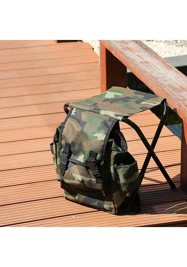 Jeehugo Kamuflaj Dış Mekan Folding Sandalye - 600d Oxford Kumaş Ve Çelik - 32x28x34cm - Balıkçılık/montaj İçin Taşınabilir Sırt Çantası Sandalye Çok Renkli