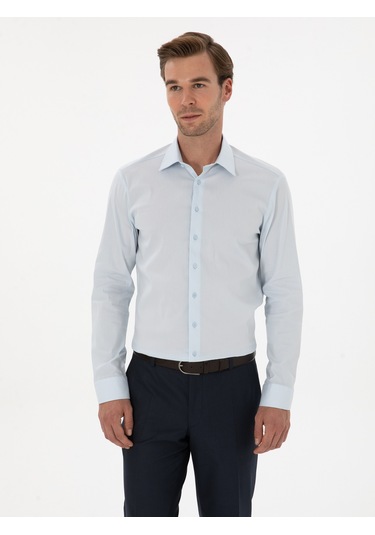 Cacharel Açık Mavi Slim Fit Pamuk Karışımlı Gömlek Denım
