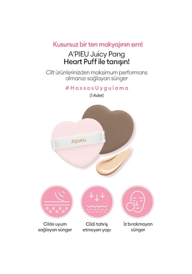 Kalp Şekilli Makyaj Süngeri A'pıeu Juicy Pang Heart Puff