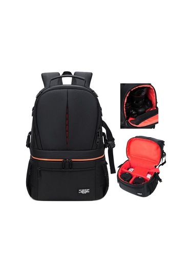 Sones Büyük Kapasiteli Su Geçirmez Sırt Çantası Seyahat Omuzları Kamera Çantaları Siyah Izgara İç Kırmızı