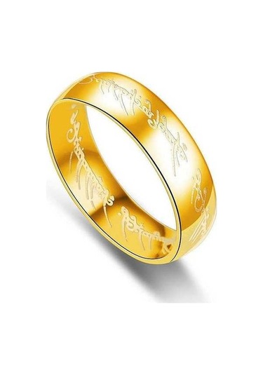 Fastbuy Altın Boncuk Zinciri İle 18 Ayar Altın Kaplama Yüzük 316l Paslanmaz Çelik Erkek Kadın Takı 7 Altın Standart Altın Altın