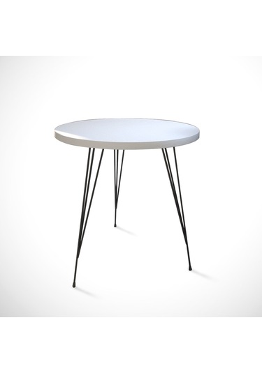 Sandalf Beyaz Yan Sehpa & Metak Ayaklı Servis Sehpası