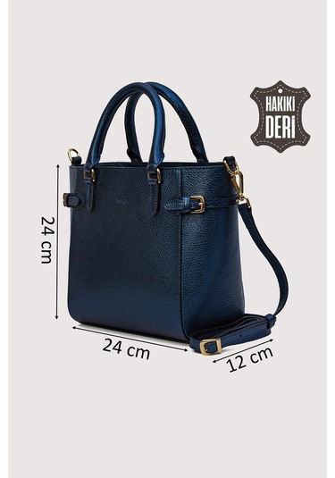 Hakiki Deri Kadın El Çantası Lacivert Smr7922 Lacivert