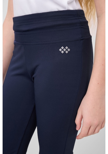Tommylife İndigo Esnek Standart Fit Basic Performans İspanyol Paça Kız Çocuk Tayt - 75193 Indigo