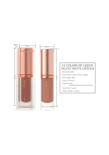 Mat Kadife Dudak Parlatıcısı Koyu Kırmızı Kahverengi Dudak Sır Kalıcı 08 Pembe