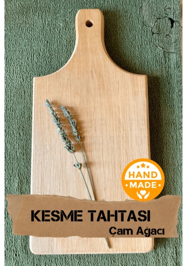 El Yapımı Çam Ağacı Ahşap Kesme Tahtası 32 X 16 Cm