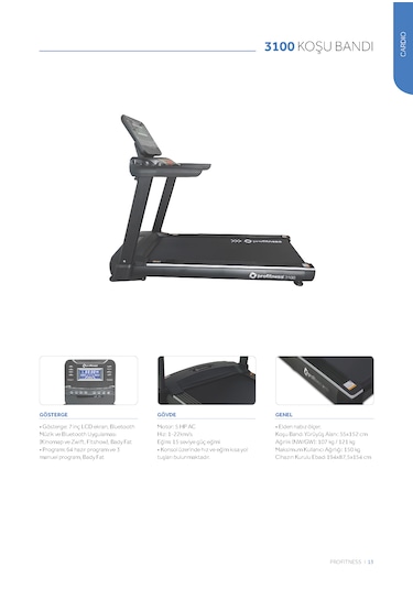 Profitness 3100 Koşu Bandı 5 Hp Ac Motor