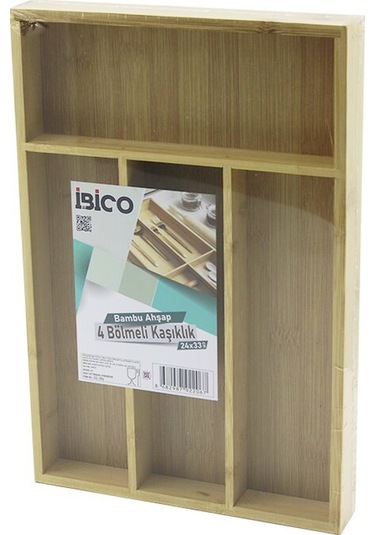 4 Bölmeli Ahşap Bambu Kaşıklık 24x33cm 5224 Renkli