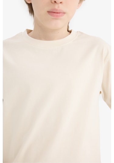 Defacto Erkek Çocuk Bisiklet Yaka Basic Düz Uzun Kollu Tişört K1686a625aubg734 Bej