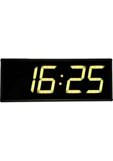 Sanec Wifi Senkronize Dijital Led Duvar Ve Masa Saat Derece Otomatik İnternet Saat Ayarlı, Sarı Led, 15x37 Cm Sarı