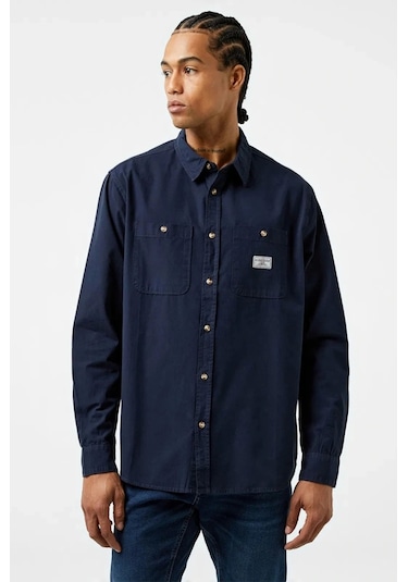 Guess Jeans Lacivert Erkek Gömlek Regular Fit Gömlek Lacivert