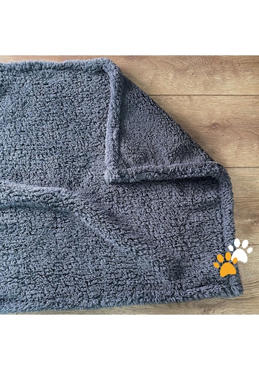 Beylini Peluş Kedi Köpek Battaniyesi Yıkanabilir 80 X 100 Cm Gri