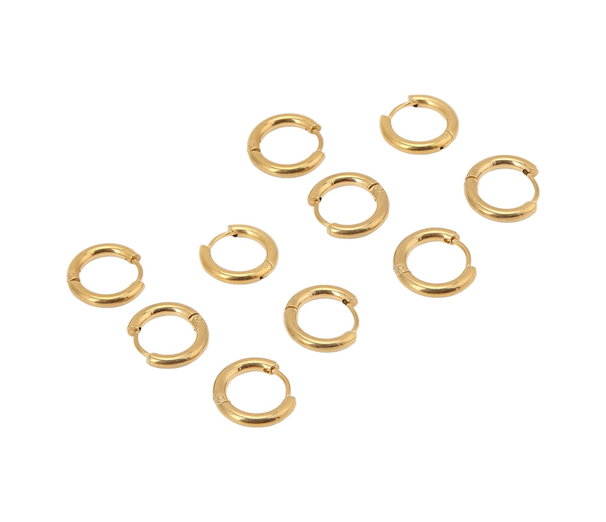 Wezone Stainless Steel Gold Hoop Earrings, 10 Pcs/pack, 2.5x10mm, Dıy Jewelry Making, Durable, No Fading, Daily & Special Occasions Diğer