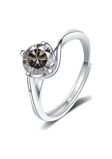 Sarı Bague Ringen 1ct Vvs Mozanit Takı Alyans 925 Ayar Gümüş Kaplama Beyaz Altın Dört Pençe Büküm Tasarım Açık Yüzükler