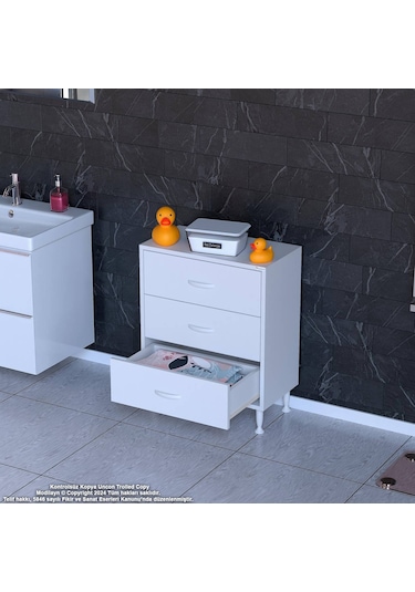 Modilayn Söke 3'lü Çekmeceli Banyo Dolabı 65 X 75 X 32,5 Cm Lik Çok Yönlü Kullanım Çekmeceler Sayesinde Banyonuz Daha Düzenli. Beyaz