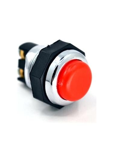 22mm Yaylı Metal Buton Anahtar Kırmızı Vidalı