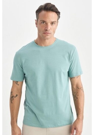 DeFacto New Regular Fit Bisiklet Yaka Basic Düz Kısa Kollu Tişört E1091AXNSGN382