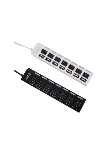 Skycity 7 Port Usb 2.0 Hub Beyaz - Bağımsız Anahtar Ve Gösterge Işığı, 480mbps Hızlı Veri Transferi, Çoklu Cihaz Desteği