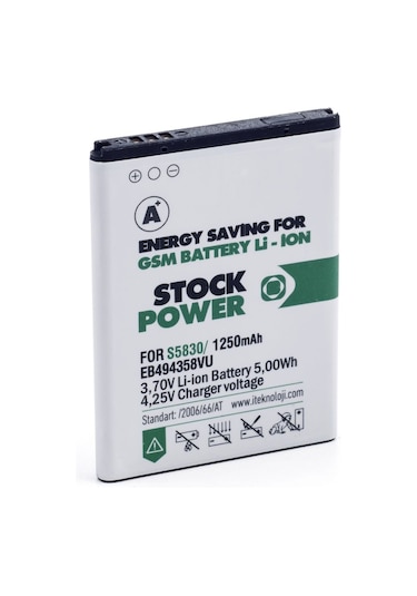 Stock Power Samsung Galaxy Ace  S5830 - S5660 - B7510 Uyumlu Batarya